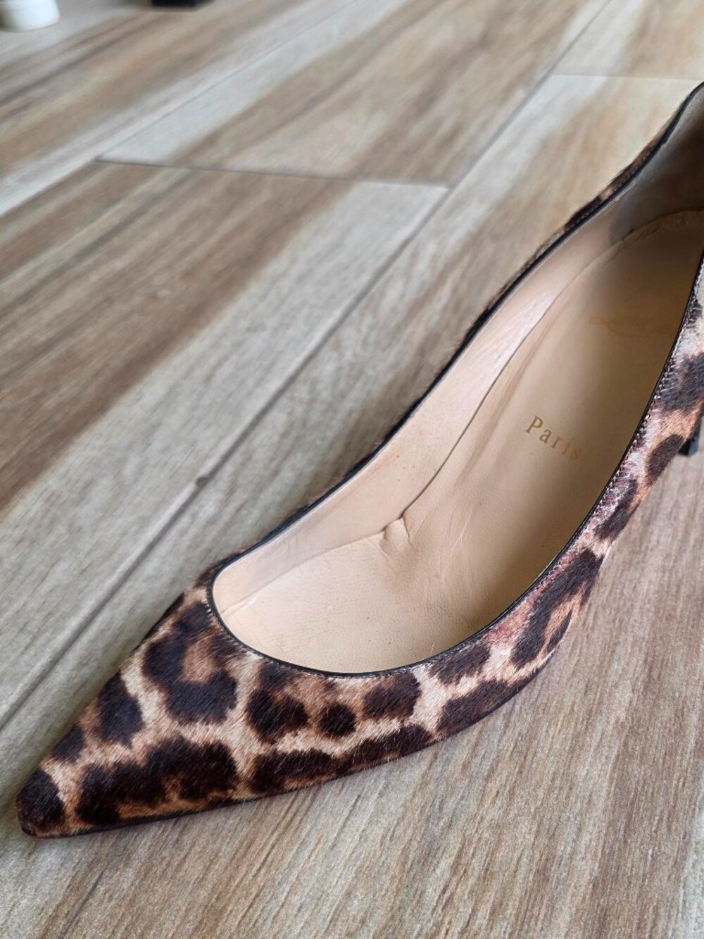 Christian Louboutin Piou Piou 85 Leopard Print Calf Hair Shoes Eur. 39 - Picture 7 of 15